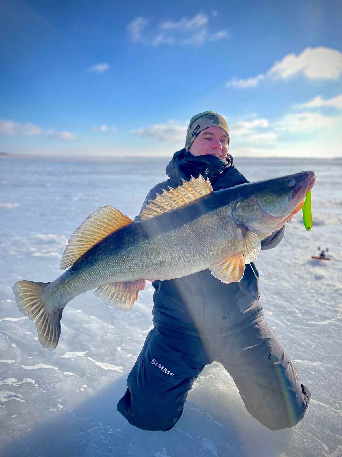 Close-up of a caught fish in the water